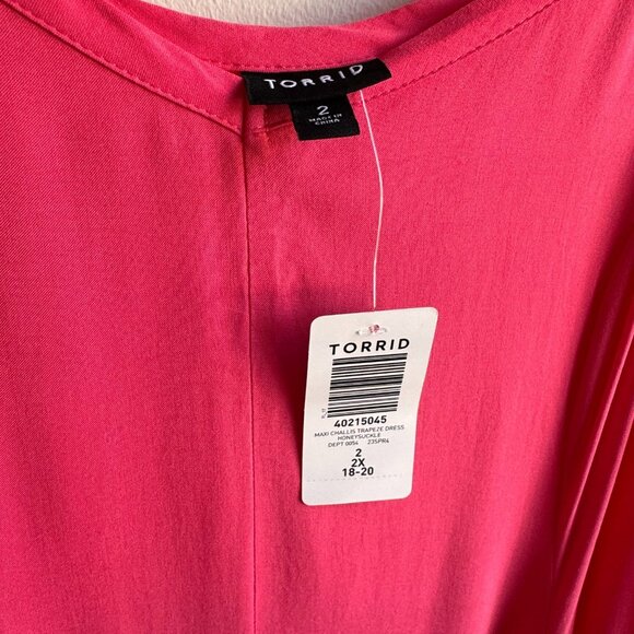 Torrid Women's Pink Maxi Challis Trapeze Dress Size 2X (18-20) NWT - Picture 7 of 8